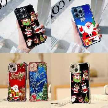 Чехлы для телефонов Ae109 Happy New Year Merry Christmas art из гальванизированного ТПУ для Samsung A54 A12 A14 S22 S23 S24 Ultra A55 A15 с четырьмя углами защиты Samsung A02/M02