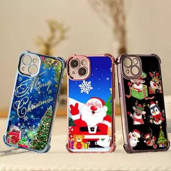Чехлы для телефонов Ae109 Happy New Year Merry Christmas art из гальванизированного ТПУ для iPhone 16 15 13 11 Pro Max 14 Infinix Smart 8 с четырьмя углами защиты for iPhone 6/6s