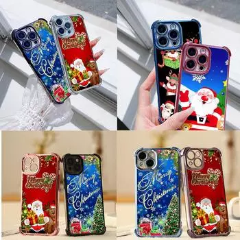 Чехлы для телефонов Ae109 Happy New Year Merry Christmas art из гальванизированного ТПУ для Xiaomi 11 Lite Redmi Note 13 Pro 12C 9S Huawei с защитой на четыре угла Xiaomi 13