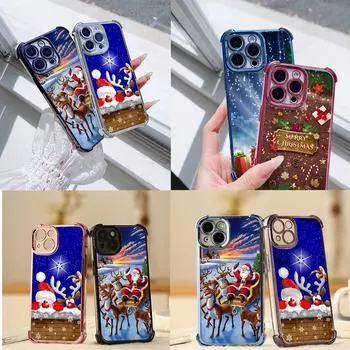 Чехлы для телефонов Ae111 Merry Christmas design с гальваническим покрытием из ТПУ для Xiaomi 11 Lite 5G Redmi Note 13 11 Pro 12C 9S 14C Huawei с защитой на четыре угла Xiaomi 13