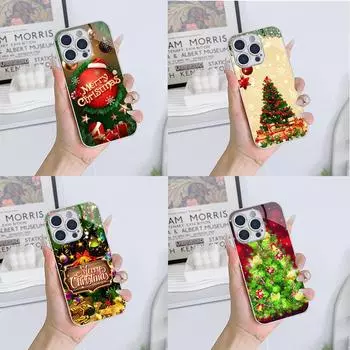 Чехлы для телефонов Ae113 Merry Christmas art Santa design art из гальванизированного стекла для Samsung S25 Ultra iPhone16 Xiaomi Redmi Lens Full Protection Back Cover for iPhone 6/6S