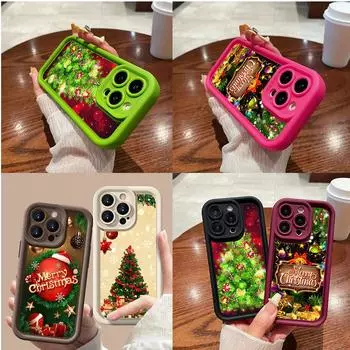 Чехлы для телефонов Ae113 Merry Christmas art Santa design art для iPhone 16 14 13 11 Pro Max 15 7 8 Plus 12 mini XR XS Max Angel Eye Ladder Protective Cover for iPhone 5/5s