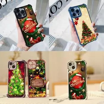 Чехлы для телефонов Ae113 Merry Christmas art Santa design art с гальваническим покрытием TPU для SamsungA54 A12 A14 S22 S23 S24 Ultra A55 A15 с четырьмя защитными углами Samsung A02/M02