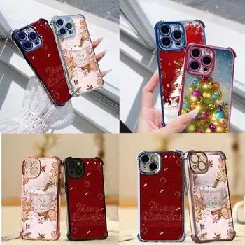 Чехлы для телефонов Ae114 Merry Christmas Christmas tree art из гальванизированного ТПУ для Xiaomi 11 Lite Redmi Note 13 Pro 12C 9S Huawei с защитой на четыре угла Xiaomi 13