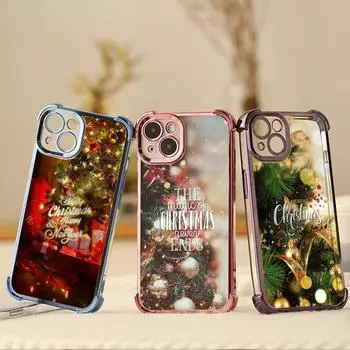 Чехлы для телефонов Ae115 Merry Christmas Happy New Year из гальванизированного ТПУ для iPhone 16 15 13 11 Pro Max 14 Plus Infinix Smart 8 с четырьмя углами защиты for iPhone 6/6s
