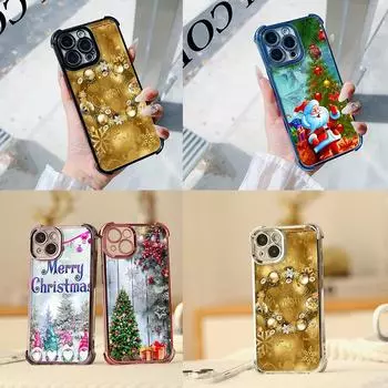 Чехлы для телефонов Ae116 Merry Christmas Happy New Year art из гальванизированного ТПУ для Samsung A54 A12 A14 S22 S23 S24 Ultra A55 A15 с четырьмя углами защиты Samsung A02/M02