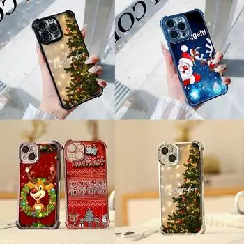 Чехлы для телефонов Ae117 Merry Christmas Happy New Year с гальваническим покрытием из ТПУ для Samsung A54 A12 A14 S23 S24 Ultra A55 A15 с четырьмя углами защиты Samsung A02/M02