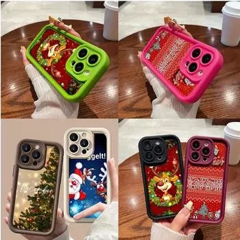 Чехлы для телефонов Ae117 Merry Christmas Happy New Year для iPhone 16 14 13 11 Pro Max 15 7 8 Plus 12 mini XR XS Max Angel Eye Ladder Protective Cover for iPhone 5/5s