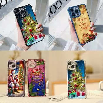 Чехлы для телефонов Ae118 Merry Christmas Santa art из гальванизированного ТПУ для Samsung A54 A12 A14 S23 S24 Ultra A55 A15 S20 S21 FE с четырьмя углами защиты Samsung A02/M02