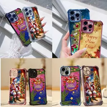 Чехлы для телефонов Ae118 Merry Christmas Santa art из гальванизированного ТПУ для Xiaomi 11 Lite Redmi Note 13 Pro 12C 9S 14C Huawei P40 с защитой на четыре угла Xiaomi 13