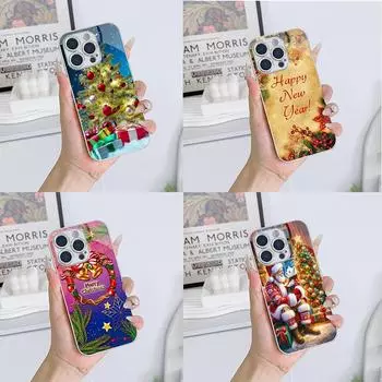 Чехлы для телефонов Ae118 Merry Christmas Santa art из гальванизированного стекла для Samsung S25 Ultra iPhone 16 Pro Xiaomi Redmi OPPO, полная защита объектива, задняя крышка for iPhone 6/6S