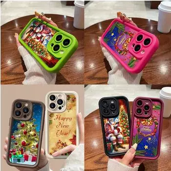 Чехлы для телефонов Ae118 Merry Christmas Santa art для iPhone 16 14 13 11 Pro Max 15 7 8 6s Plus 12 mini XR XS Max SE 5s Angel Eye Ladder Protective Cover for iPhone 5/5s