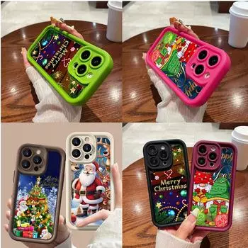 Чехлы для телефонов Ae119 Merry Christmas Santa art design для iPhone 16 14 13 11 Pro Max 15 7 8 6 Plus 12 mini XR XS Max SE Angel Eye Ladder Protective Cover for iPhone 5/5s