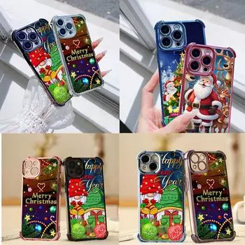 Чехлы для телефонов Ae119 Merry Christmas Santa art design из гальванизированного ТПУ для Xiaomi 11 Lite Redmi Note 13 Pro 12C 14C Huawei с защитой на четыре угла Xiaomi 13