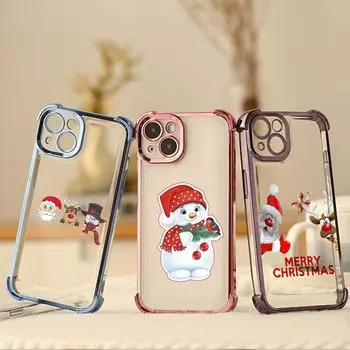 Чехлы для телефонов Ae120 Merry Christmas Santa design из гальванизированного ТПУ для iPhone 16 15 13 11 Pro Max 14 XR Infinix Smart 8 с защитой на четыре угла for iPhone 6/6s