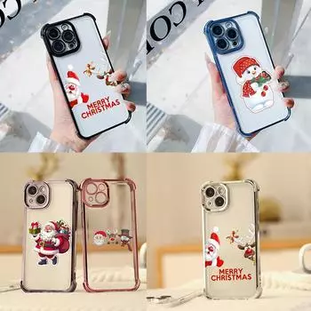 Чехлы для телефонов Ae120 Merry Christmas Santa design из гальванизированного ТПУ для Samsung A54 A12 A14 S23 S24 Ultra A55 A15 S20 S21 FE с четырьмя углами защиты Samsung A02/M02