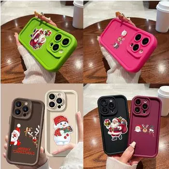 Чехлы для телефонов Ae120 Merry Christmas Santa design для iPhone 16 14 13 11 Pro Max 15 7 8 6s Plus 12 mini XR XS Max SE 5s Angel Eye Ladder Protective Cover for iPhone 5/5s
