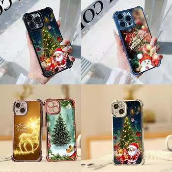 Чехлы для телефонов Ae121 Merry Christmas Santa design art из гальванизированного ТПУ для Samsung A54 A12 A14 S23 S24 Ultra A55 A15 S21 FE с четырьмя углами защиты Samsung A02/M02