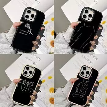 Чехлы для телефонов Ae79 femme в черной рамке для Samsung A13 A32 A53 A04 A54 S23 S24 Ultra Infinix Hot 40i Huawei P30 с металлической защитной задней крышкой для камеры Samsung A02