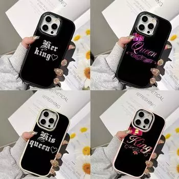 Чехлы для телефонов Ae84 King Queen Couple Art для Samsung A13 A32 A53 A04e A54 S23 S24 Ultra Infinix Hot 40 Huawei P30 Pro с металлической защитной задней крышкой для камеры Samsung A02