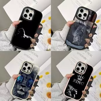 Чехлы для телефонов Ae86 Lion Black Design Art для Samsung A13 A32 A53 A04e A54 S23 S24 Ultra Infinix Hot 40i Huawei P30 с металлической защитной задней крышкой для камеры Samsung A02