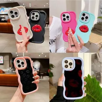 Чехлы для телефонов Ae87 Lips Kiss Digital Art защитные для Samsung S24 Plus S23 Ultra A14 A55 A06 Honor X9b Motorola OnePlus Big Wave TPU задняя крышка Samsung A04(M13 5G)