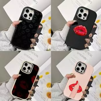 Чехлы для телефонов Ae87 Lips Kiss Digital Art для Samsung A13 A32 A53 A04e A54 S23 S24 Ultra Infinix Hot 40 Huawei P30 Pro с металлической защитной задней крышкой для камеры Samsung A02