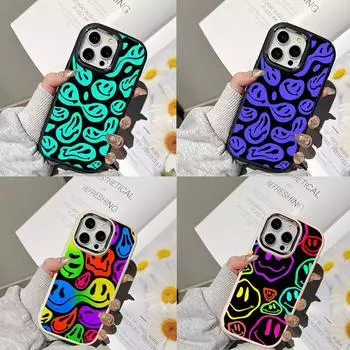 Чехлы для телефонов Ae88 Lovely Smiley Art для Samsung A13 A32 A53 A04e A54 S23 S24 Ultra Infinix Hot 40i Huawei P30 Pro, металлическая защитная задняя крышка для камеры Samsung A02