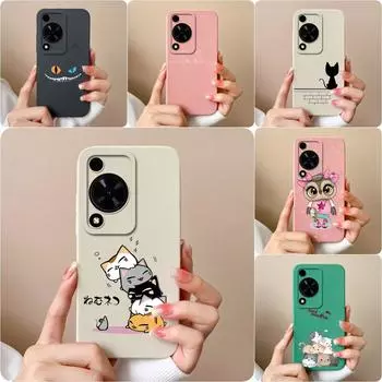Чехлы для телефонов для Huawei Nova 11 SE 12i 12 Pro Ultra Y72 задняя крышка из жидкого мягкого силикона с милым котом и мультяшным рисунком противоударный корпус-бампер для Huawei Huawei Nova Y72 4G