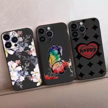 Чехлы для телефонов для iPhone 15 Pro 6 14 XS 13 Max XR 12 Mini 7 Plus X SE 8 11, модный мягкий противоударный бампер из ТПУ с рисунком в форме сердца и цветов iPhone 6