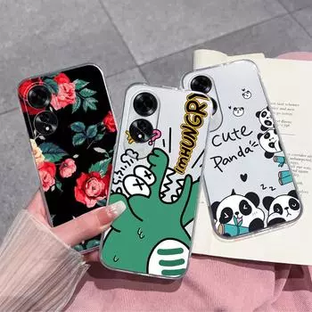Чехлы для телефонов для OPPO A60 Reno12 Pro Realme C63 C61 A59 Shell Cute Panda Dinosaur Cartoon Pattern Силиконовый Мягкий ТПУ Супер противоударный прозрачный бампер Oppo A60 4G