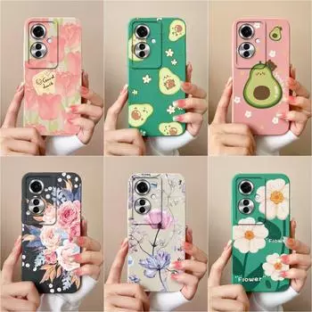 Чехлы для телефонов для OPPO Realme C65 12 Lite Reno11 F A59 A60 A1i, чехол «Красивый цветок, авокадо», бампер, высококачественный жидкий силиконовый защитный чехол для OPPO Capas Oppo Reno11 5G