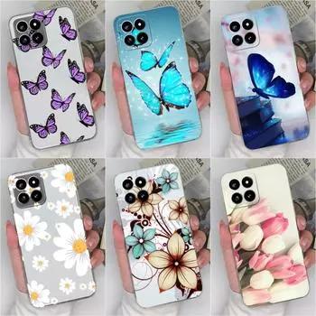 Чехлы для телефонов для Xiaomi Poco F5 X6 Pro C50 14 C51 Чехлы Прозрачный силиконовый мягкий ТПУ Красивая бабочка Противоударный модный бампер CapasFor Xiaomi Shell Xiaomi Poco F5