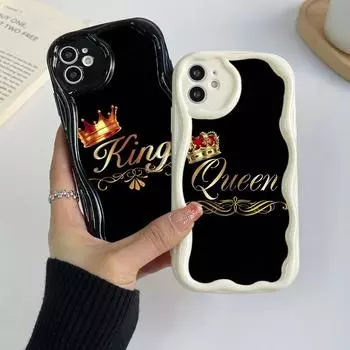 Чехлы для телефонов iPhone 11, 12, 13, 14, 15 Pro Max 7, 8 Plus Infinix Hot 40 Realme C55 C35 OPPO A17 A30 King Queen, эксклюзивный мягкий чехол с кремовым узором for iPhone 6