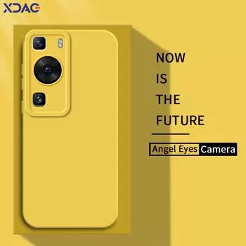 Чехлы для телефонов из жидкого силикона с квадратными ангельскими глазками для Huawei P60 Pro HuaweiP60 P60Pro Мягкие защитные противоударные задние крышки для камеры Huawei P60