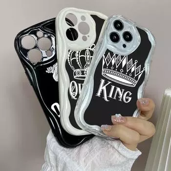 Чехлы для телефонов LZ17 King Queen Couple Lovers с прозрачными мягкими волнами для Samsung S24 S23 Ultra S20 FE A54 A14 A52s A51 S10 Huawei Honor 90, защитная задняя крышка Samsung A02/M02