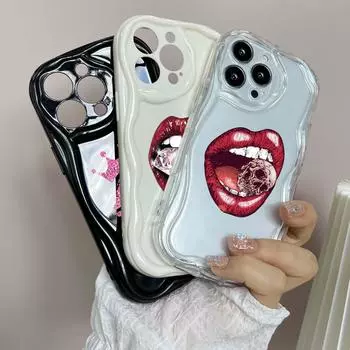 Чехлы для телефонов LZ20 Lips Kiss с прозрачным мягким волнистым дизайном для Samsung S24 S23 Ultra S20 FE A54 A14 A52s A51 S10 Huawei Honor 90, защитная задняя крышка Samsung A02/M02