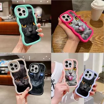 Чехлы для телефонов LZ3 Black Cat Green Eyes Wave из силикона для Samsung A15 S23 FE S24 Ultra A34 A54 A14 Motorola G32 OnePlus Soft Cover Samsung A04(M13 5G)