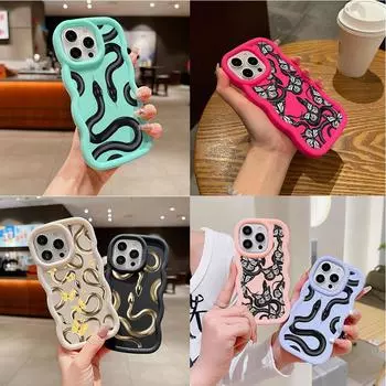 Чехлы для телефонов LZ5 Butterfly Black Gold Snake Wave из силикона для Samsung A15 S23 FE S24 Ultra A34 A54 A14 Motorola G32 OnePlus Soft Cover Samsung A04(M13 5G)
