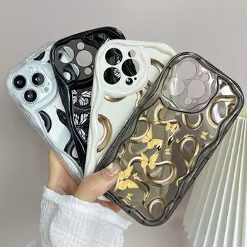 Чехлы для телефонов LZ5 Butterfly Black Gold Snake Clear Soft Wave для iPhone 15 13 Pro Max 12 mini 14 8 Plus XS Max XR 6 Защитная задняя крышка for iPhone 6/6s