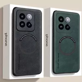 Чехлы для телефонов Magsafe из овчины для Xiaomi 14 13T 13 12S 12 11 Pro, ультрамагнитный чехол для Xiaomi 14 13T Pro, чехол Mi 12S Ultra зелёный