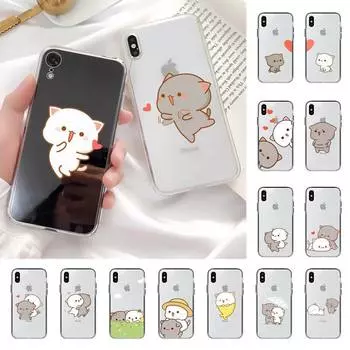 Чехлы для телефонов MaiYaCa Peach Cat с милым мультяшным парой для iPhone 13 11 12 pro XS MAX 8 7 6 6S Plus X 5S SE 2020 XR iphone 6 6s
