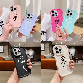 Чехлы для телефонов N79 Cartoon Matchman art Macaron Wavy Edge для iPhone 16 Pro Max Samsung S24 Plus S23 Ultra A35 A55 Xiaomi Redmi Note 13, противоударный чехол for iPhone 16 Plus