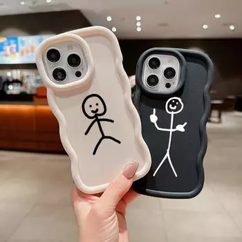 Чехлы для телефонов N79 с мультяшным Matchman art Macaron с волнистым краем для iPhone 15 Pro Max Samsung A54 A13 A14 S23 S24 S23 Ultra Redmi Note 13 Pro, противоударный чехол for iPhone 6(6s)