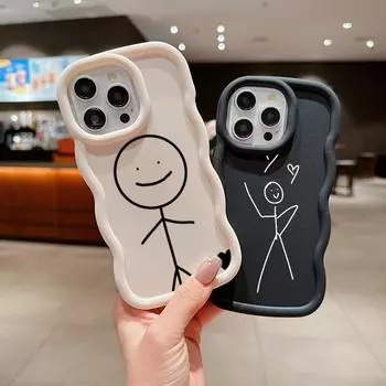 Чехлы для телефонов N80 с рисунком «Матчмен» Macaron с волнистыми краями для iPhone 15 Pro Max Samsung A54 A13 A14 S23 S24 Ultra Redmi Note 13 Pro, противоударный чехол for iPhone 6(6s)