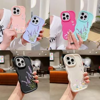 Чехлы для телефонов N86 Little fresh flower butterfly Macaron Wavy Edge для iPhone 16 Pro Max Samsung S24 Plus S23 Ultra Xiaomi Redmi Note 13, противоударный чехол for iPhone 16 Plus