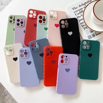 Чехлы для телефонов ярких цветов с милым сердечком, мягкая силиконовая задняя крышка для iPhone 14 Pro Max 13 12 Pro 13 12 11 Pro Max XS XR 8 7 iPhone 13 красный