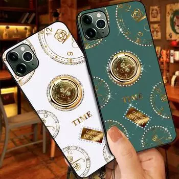 Чехлы для телефонов с блестящим бриллиантовым кольцом-подставкой и элегантным цветочным дизайном для iPhone 6 7 8XR 11 Pro Max/Huawei P20 P30 P40/Samsung S20/Xiaomi Redmi 8A iPhone SE (2020) белый