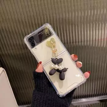 Чехлы для телефонов с милым пуделем для Samsung Galaxy Z Flip 3, роскошный браслет с бисером, чехол для Samsung Galaxy Zflip 5g Zflip 4 Fundas Galaxy Z Flip 4