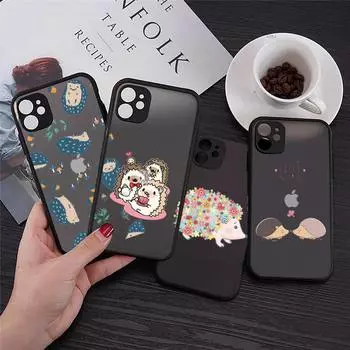 Чехлы для телефонов с прекрасным рисунком ежика, прозрачные матовые чехлы для iPhone 7 8 11 12 s mini pro X XS XR MAX Plus, чехол Funda iPhone12